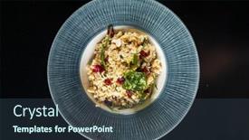  Presentation with vegan - PPT layouts featuring vegan-risotto-with-dried-berries background and a tawny brown colored foreground