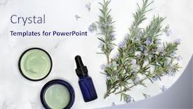  Presentation with anti ageing - Colorful presentation design enhanced with vegan-skin-care-beauty-treatment backdrop and a sky blue colored foreground