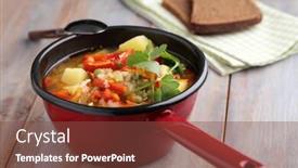  Presentation with vegan - Beautiful slides featuring vegan soup on a rustic table backdrop and a tawny brown colored foreground