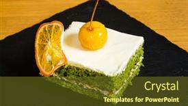  Presentation with vegan - Cool new slide deck with vegan-spinach-cake-with-cream backdrop and a tawny brown colored foreground