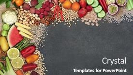  Presentation with carbs - PPT theme featuring vegan-super-food-background-border background and a dark gray colored foreground