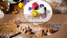  Presentation with vegan - Colorful presentation design enhanced with vegan-truffles-dessert-made backdrop and a coral colored foreground