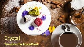  Presentation with vegan - Presentation design featuring vegan-truffles-dessert-made background and a tawny brown colored foreground