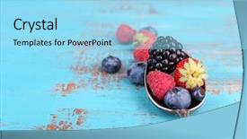  Presentation with berries - Colorful presentation enhanced with vegana - ripe sweet different berries backdrop and a arctic colored foreground