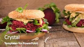  Presentation with vegan burger - PPT layouts featuring vegana - vegan burger background and a coral colored foreground
