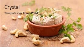  Presentation with vegan - Amazing slide deck having vegana - vegan cheese with cashew backdrop and a coral colored foreground