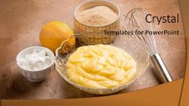  Presentation with dessert - Cool new PPT theme with vegana - vegan lemon cream for dessert backdrop and a coral colored foreground