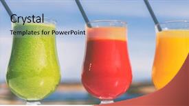  Presentation with juice - Presentation design having carrot glasses at cafe background and a light blue colored foreground