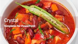  Presentation with red - Theme consisting of vegatable stew with carrot red background and a  colored foreground