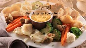  Presentation with healthy snack - Audience pleasing presentation theme consisting of vegetable-and-dip-healthy-snack backdrop and a coral colored foreground