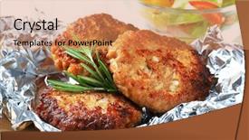  Presentation with burgers - Beautiful slide deck featuring vegetable burgers on tin foil backdrop and a coral colored foreground