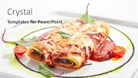  Presentation with italian cuisine - Colorful PPT layouts enhanced with vegetable-cannelloni-with-dorblu-cheese backdrop and a white colored foreground