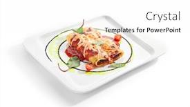  Presentation with italian cuisine - Audience pleasing presentation theme consisting of vegetable-cannelloni-with-dorblu-cheese backdrop and a white colored foreground