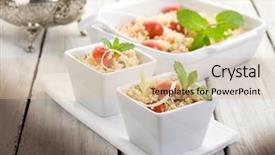  Presentation with couscous - Cool new slide deck with vegetable couscous with cherry tomatoes and mint leaf backdrop and a lemonade colored foreground