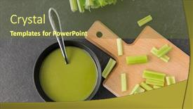  Presentation with celery - Cool new PPT theme with vegetable-food-and-culinary-concept backdrop and a tawny brown colored foreground