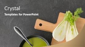  Presentation with culinary - Amazing slide set having vegetable-food-and-culinary-concept backdrop and a dark gray colored foreground