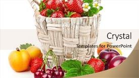  Presentation with vegetable garden - Slides enhanced with vegetable garden layout - berry in wicker basket still background and a lemonade colored foreground