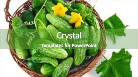  Presentation with cucumbers - Colorful presentation design enhanced with vegetable garden layout - fresh cucumbers in wicker basket backdrop and a tawny brown colored foreground