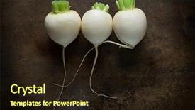  Presentation with three - Theme with vegetable garden layout - three white radishes with long background and a  colored foreground