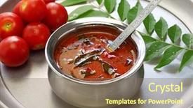  Presentation with south indian food - Amazing slide deck having vegetable ghee - tomato rasam kerala style south backdrop and a violet colored foreground