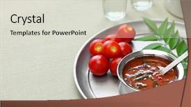  Presentation with indian food - Colorful PPT theme enhanced with vegetable ghee - tomato rasam kerala style tomato backdrop and a lemonade colored foreground