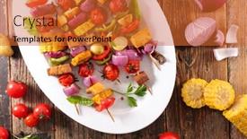  Presentation with corn cob - Presentation consisting of vegetable-grilled-barbecue-with-cob background and a red colored foreground
