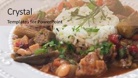  Presentation with okra - Presentation design consisting of vegetable gumbo classic cajun background and a coral colored foreground