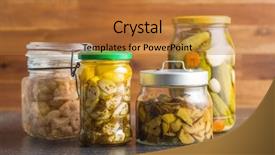  Presentation with jar food canning vegetable canned - Theme having vegetable in jar mushrooms cauliflower background and a gold colored foreground