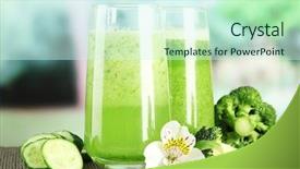  Presentation with juice - Slide set consisting of vegetable juice on bamboo mat background and a cool aqua colored foreground