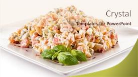  Presentation with mayonaise - Slide deck having vegetable mayonaise salad on white background background and a lemonade colored foreground