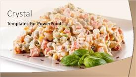  Presentation with mayonaise - Amazing slide deck having vegetable mayonaise salad on white background backdrop and a lemonade colored foreground