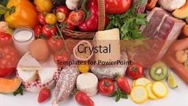  Presentation with grocery inventory - Slide deck featuring vegetable meat - composition of grocery background and a red colored foreground