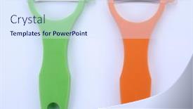  Presentation with equipment - PPT layouts enhanced with vegetable-paring-equipment-on-white background and a sky blue colored foreground
