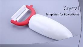  Presentation with gray - PPT layouts with vegetable-peeler-isolated-on-gray background and a light blue colored foreground