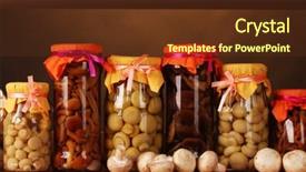  Presentation with marinated pickles variety preserving jars - Cool new presentation with vegetable pickles - delicious marinated mushrooms backdrop and a tawny brown colored foreground