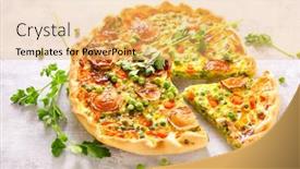  Presentation with fruit and vegetable waste - Slide set consisting of vegetable-pie-or-quiche background and a yellow colored foreground