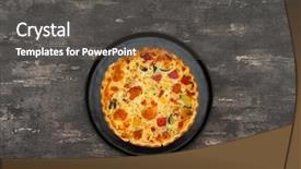  Presentation with egg pie - PPT theme having vegetable pie with cherry tomatoes background and a  colored foreground