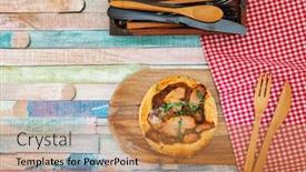  Presentation with peppers - Colorful slide deck enhanced with vegetable-pie-with-cherry-tomatoes backdrop and a gold colored foreground