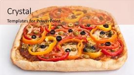 Presentation with pizza - Beautiful theme featuring vegetable pizza on white background backdrop and a yellow colored foreground