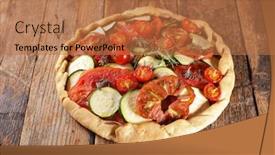  Presentation with wood - PPT layouts consisting of vegetable-quiche-with-rosemary background and a coral colored foreground