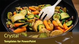  Presentation with frying - Cool new slide deck with vegetable-ragout-cooking-in-frying backdrop and a tawny brown colored foreground