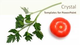  Presentation with white green - Presentation theme with vegetable-red-tomato-and-green background and a cream colored foreground