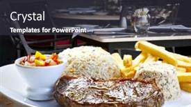  Presentation with roast beef - Audience pleasing slide set consisting of vegetable-roast-beef-and-mashed backdrop and a dark gray colored foreground