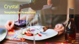  Presentation with red wine cheese - Slide deck with vegetable salad and red wine background and a tawny brown colored foreground