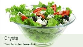  Presentation with white cheese - PPT theme enhanced with vegetable-salad-and-roquefort-cheese background and a mint green colored foreground