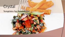  Presentation with sweet basil - Amazing presentation design having vegetable salad cherry tomatoes and basil with sweet baked potato served on white plate with sauceboat full blask soy sauce on wood backdrop and a yellow colored foreground