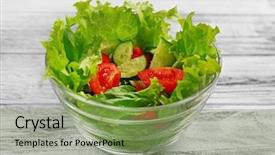  Presentation with rustic wood wooden frame - PPT layouts enhanced with vegetable salad in glass bowl background and a  colored foreground