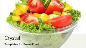  Presentation with white plate - Amazing PPT theme having vegetable salad on plate isolated backdrop and a mint green colored foreground