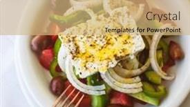  Presentation with cheese - Audience pleasing PPT layouts consisting of vegetable-salad-with-cheese backdrop and a coral colored foreground