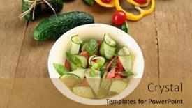  Presentation with cucumbers - Slides having vegetable-salad-with-cucumbers background and a gold colored foreground